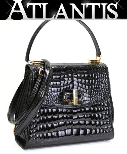 GUCCI Black Crocodile Shoulder Bag