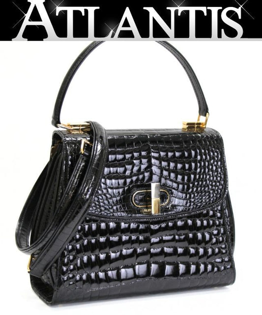 GUCCI Black Crocodile Shoulder Bag