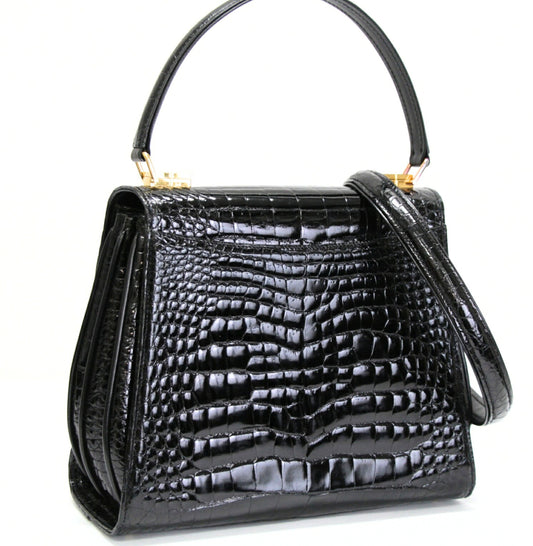GUCCI Black Crocodile Shoulder Bag