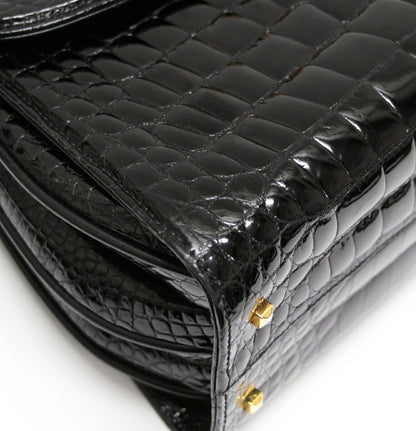 GUCCI Black Crocodile Shoulder Bag