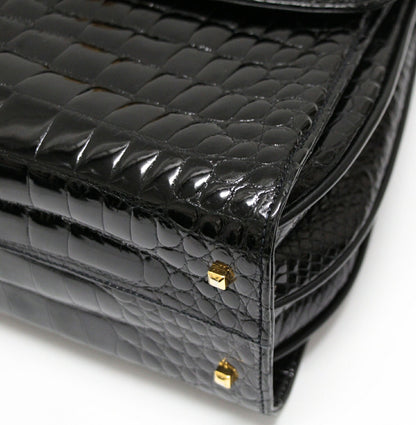 GUCCI Black Crocodile Shoulder Bag