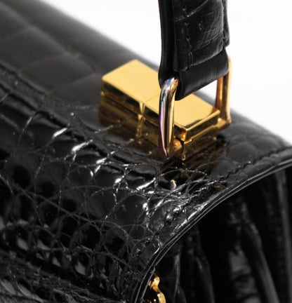 GUCCI Black Crocodile Shoulder Bag