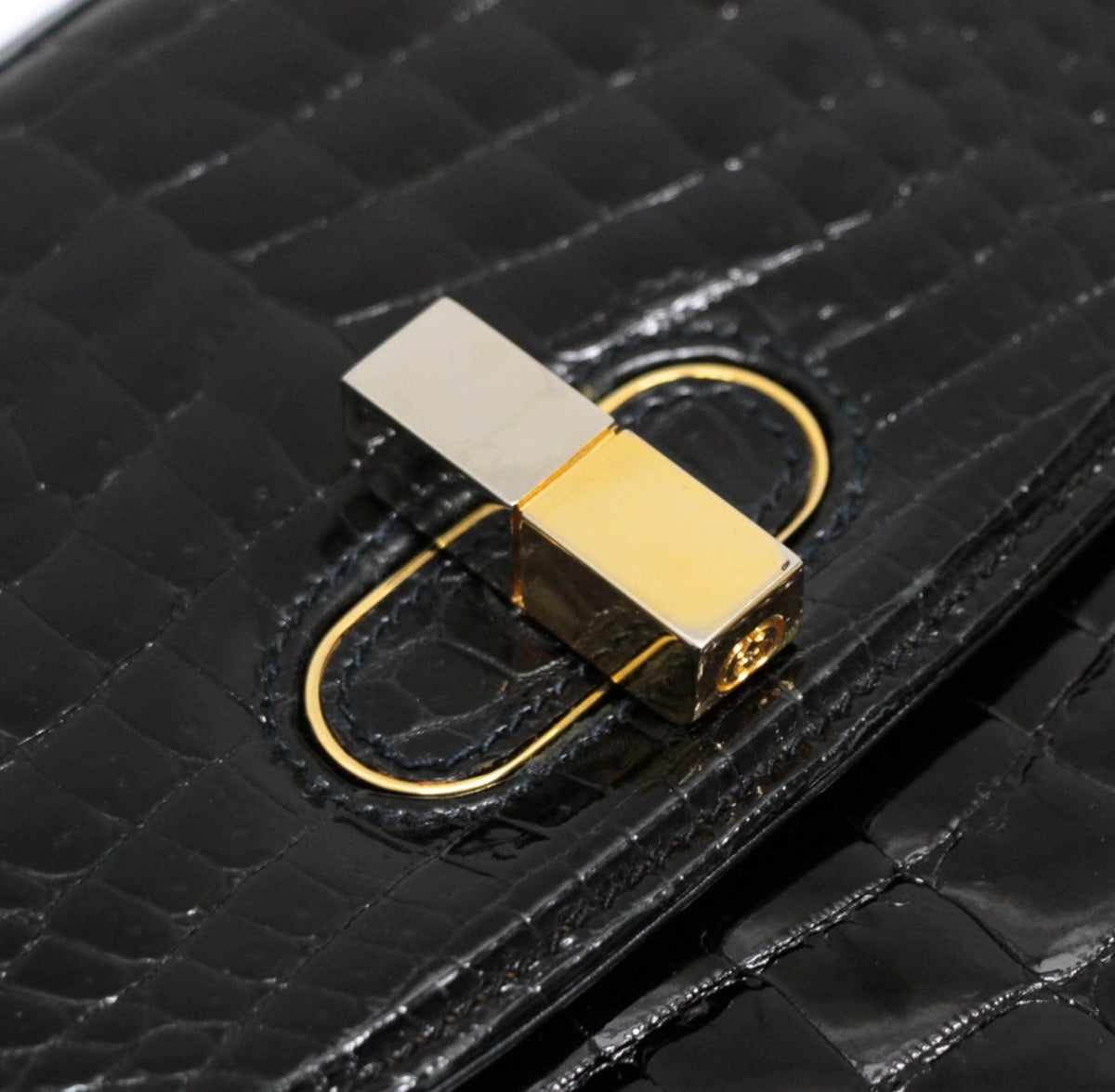 GUCCI Black Crocodile Shoulder Bag