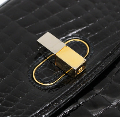GUCCI Black Crocodile Shoulder Bag