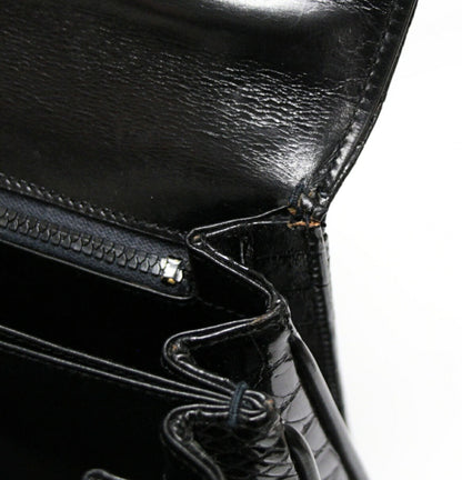 GUCCI Black Crocodile Shoulder Bag