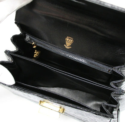 GUCCI Black Crocodile Shoulder Bag