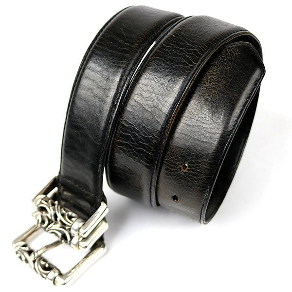 CHROME HEARTS 3PC Roller Leather Belt Black Size 30