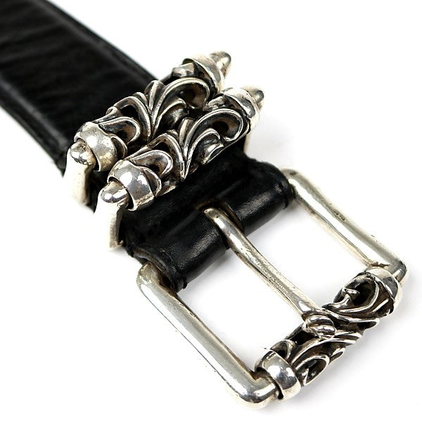 CHROME HEARTS 3PC Roller Leather Belt Black Size 30