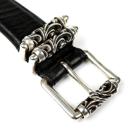 CHROME HEARTS 3PC Roller Leather Belt Black Size 30