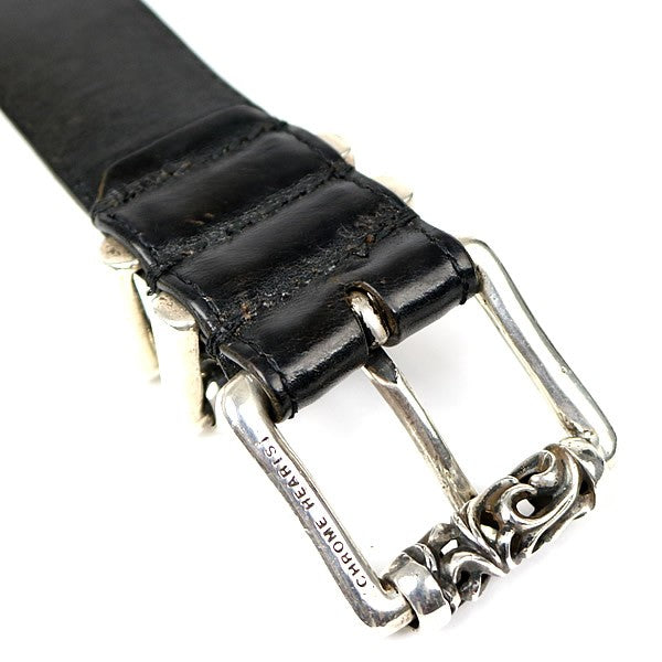 CHROME HEARTS 3PC Roller Leather Belt Black Size 30