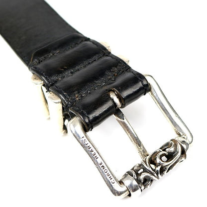 CHROME HEARTS 3PC Roller Leather Belt Black Size 30