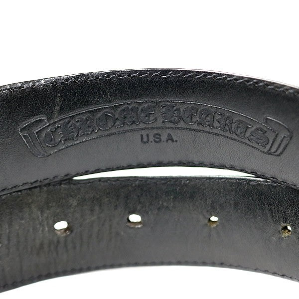 CHROME HEARTS 3PC Roller Leather Belt Black Size 30