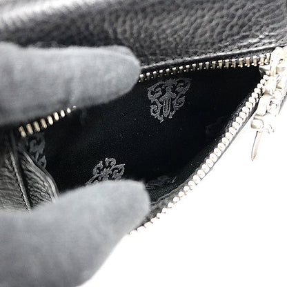 CHROME HEARTS Mini Wave Cross Button Leather Wallet Black