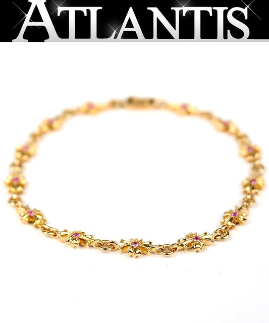 CHROME HEARTS 22K Tiny E CH Plus Pink Sapphire Bracelet