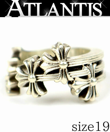 CHROME HEARTS 3CH Cross Ring Silver 925 Size JP 19