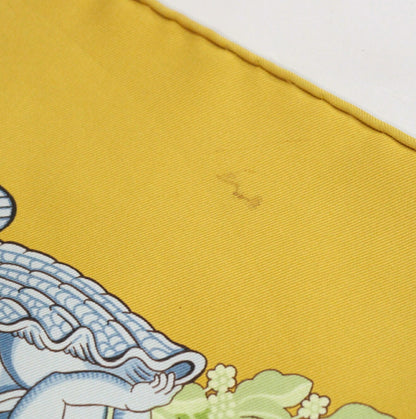 HERMES Carre 90 Balade Oceane Scarf Yellow