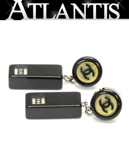 CHANEL Coco Mark Swing Earrings Black