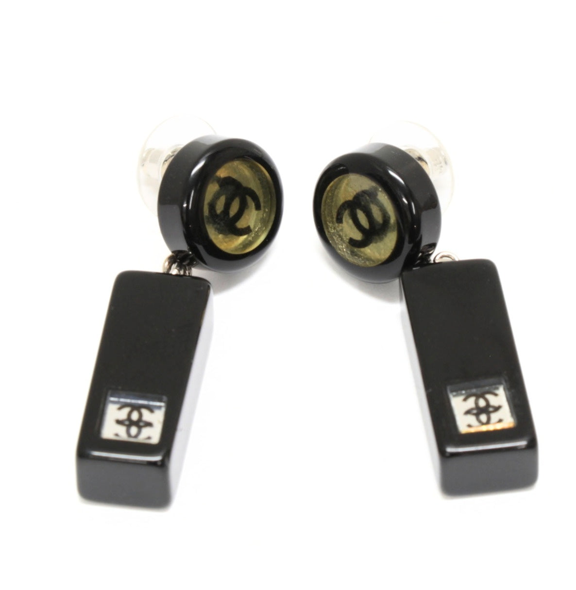 CHANEL Coco Mark Swing Earrings Black