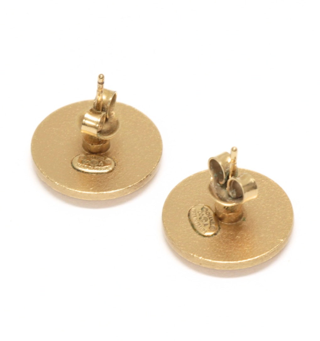 CHANEL Coco Mark Round Red Earrings Gold