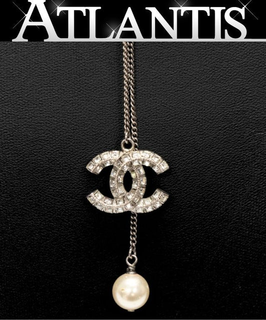 CHANEL Sparkling Coco Mark Necklace Silver