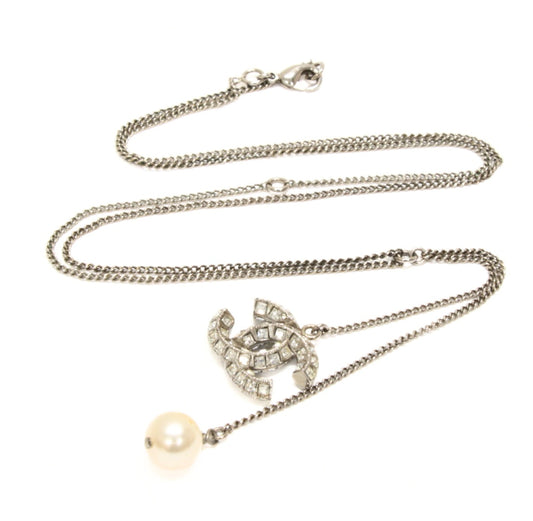 CHANEL Sparkling Coco Mark Necklace Silver