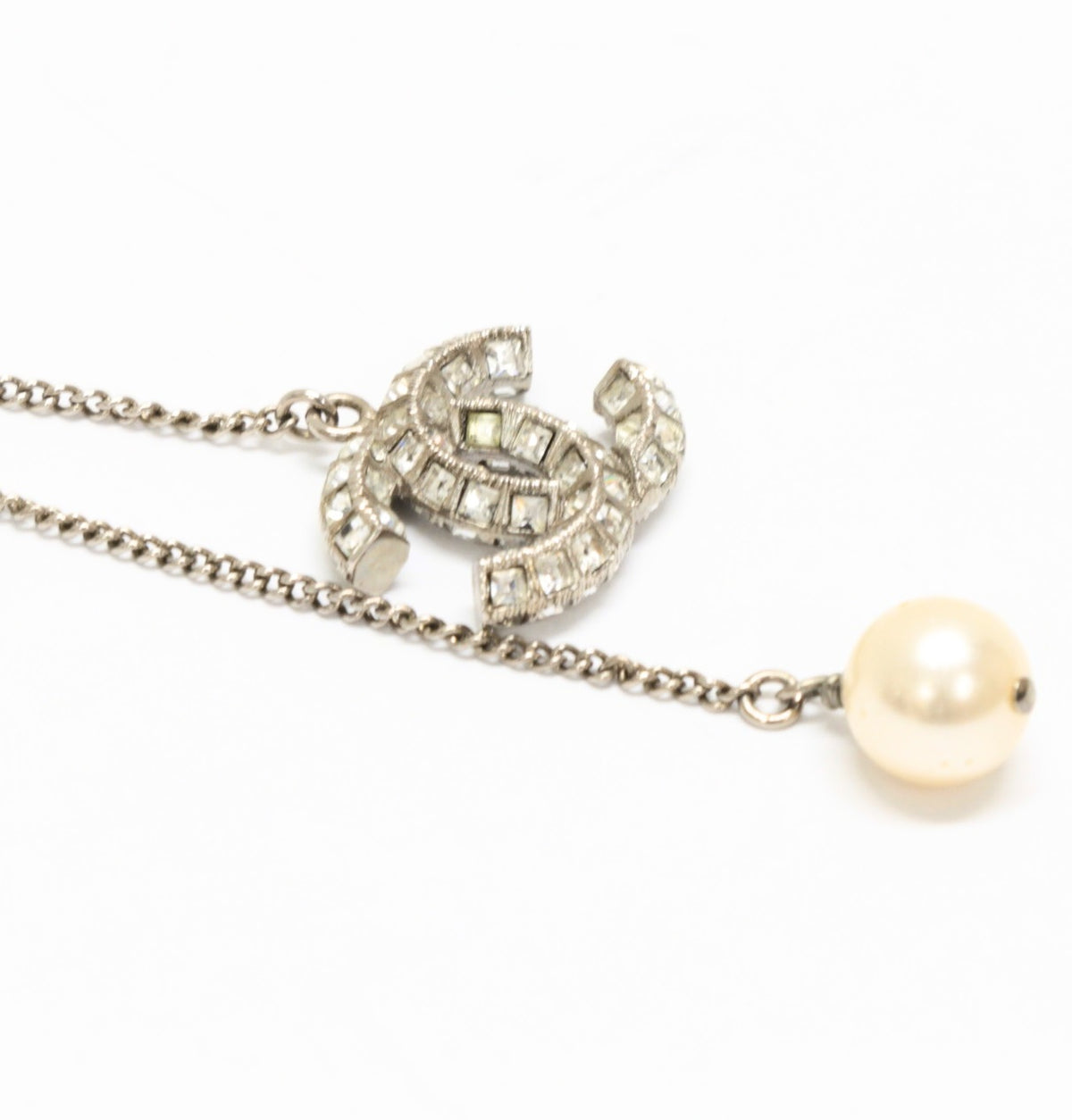 CHANEL Sparkling Coco Mark Necklace Silver