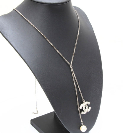 CHANEL Sparkling Coco Mark Necklace Silver