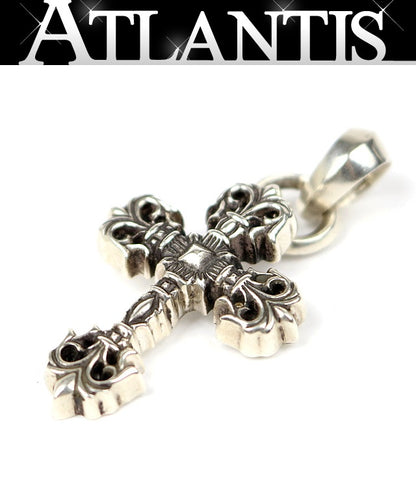 CHROME HEARTS XS Filigree Cross Bail Pendant Charm Silver