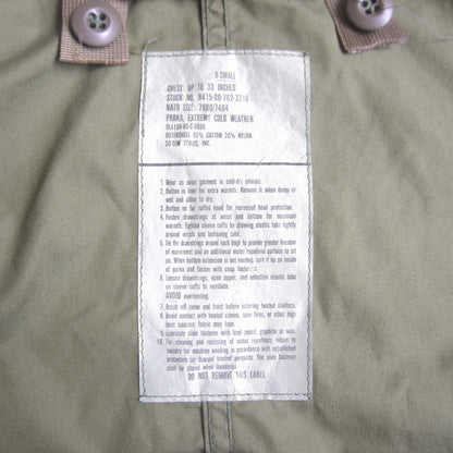 US ARMY 80s M-65 Fishtail Parka Full Set Size XS