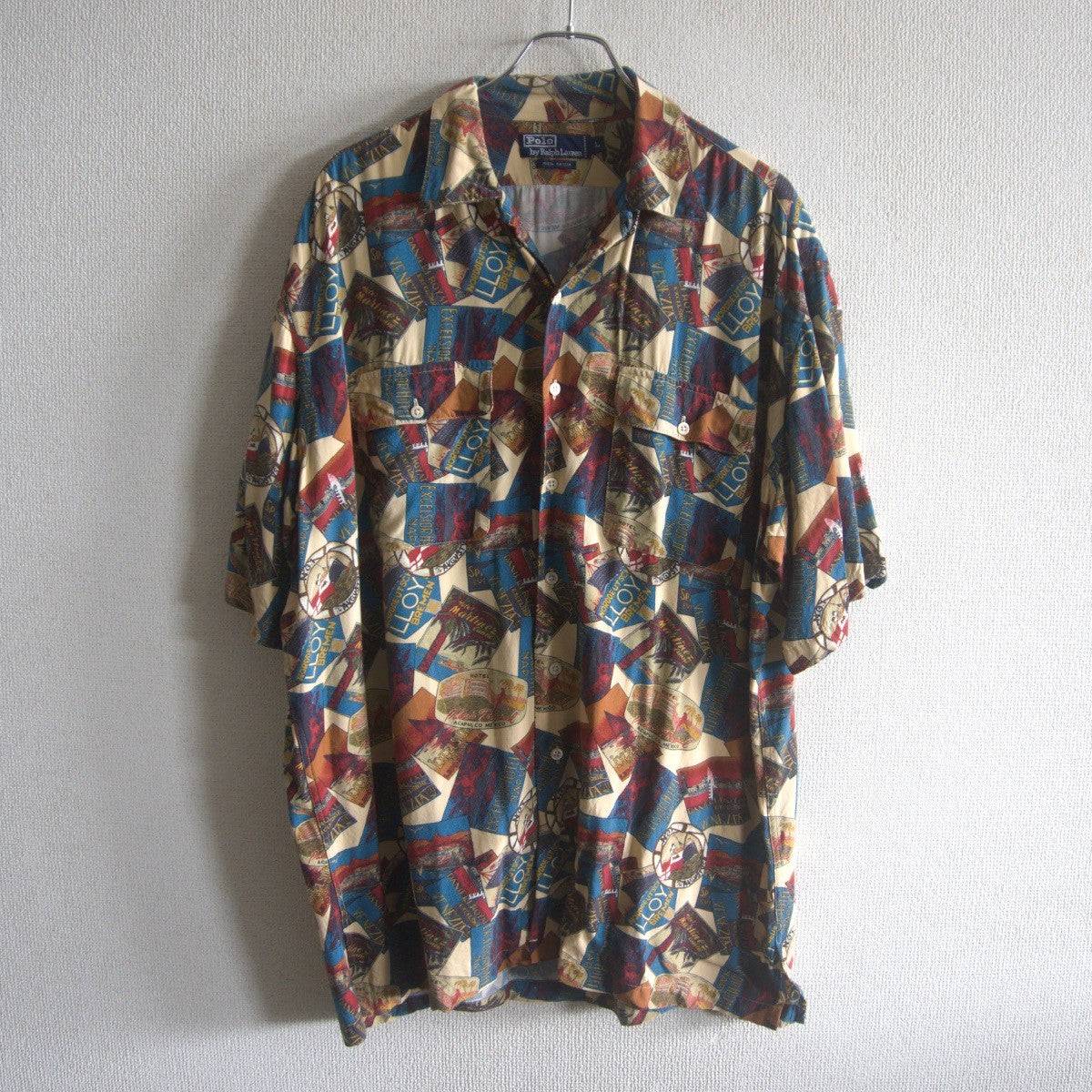 POLO RALPH LAUREN Rayon Open Collar Pattern Shirt Size L