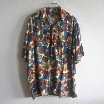 POLO RALPH LAUREN Rayon Open Collar Pattern Shirt Size L