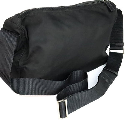 PRADA Triangle Logo Double Pocket Nylon Leather Bag Black