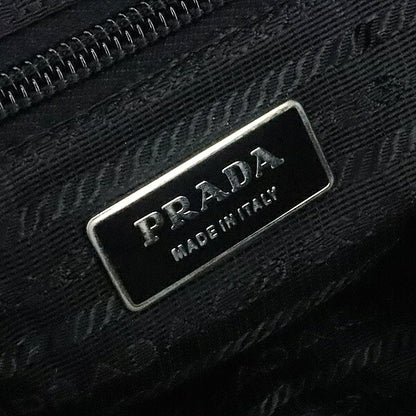 PRADA Triangle Logo Double Pocket Nylon Leather Bag Black