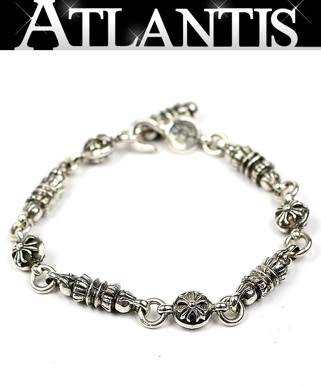CHROME HEARTS Silver Cross Ball Barrel Bracelet.