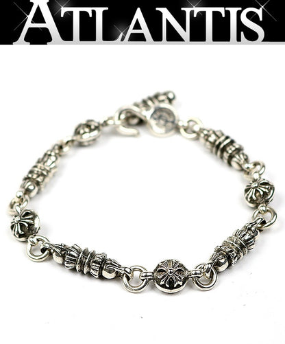 CHROME HEARTS Silver Cross Ball Barrel Bracelet.