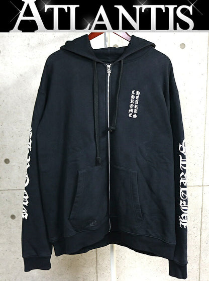 CHROME HEARTS Thermal Lined Old English Hoodie Black Size XL