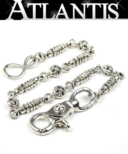 CHROME HEARTS 1 Clip Cross Ball Barrel Wallet Chain Silver