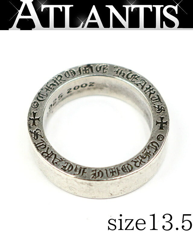 CHROME HEARTS Spacer Black Diamond Ring Silver Size JP 13.5