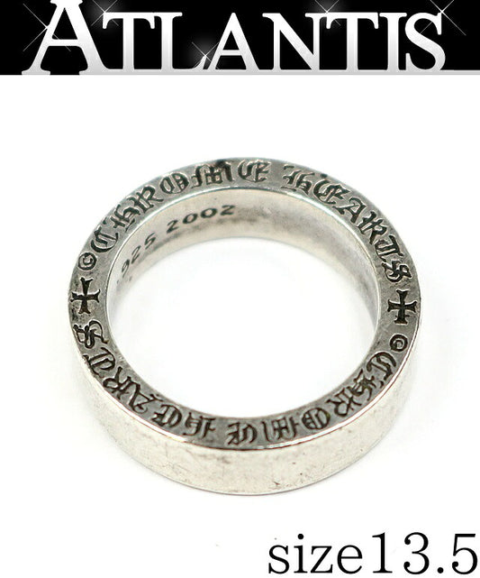 CHROME HEARTS Spacer Black Diamond Ring Silver Size JP 13.5