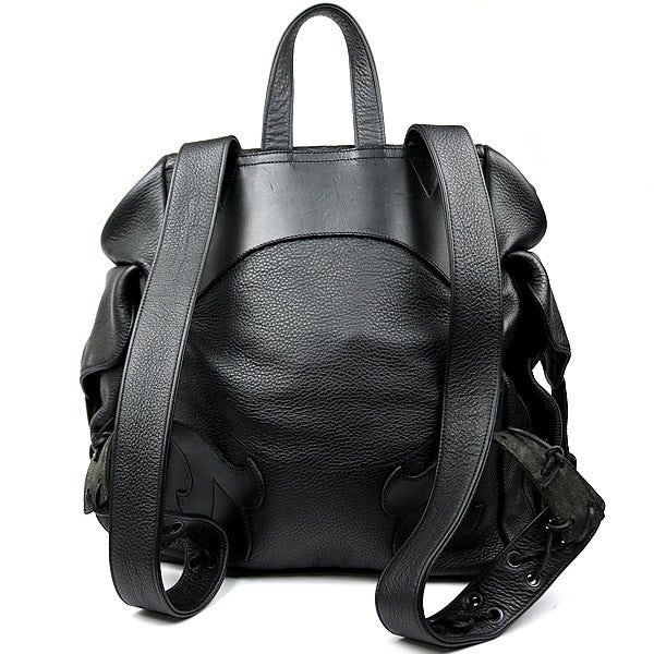 CHROME HEARTS Large Cross Leather Silver 925 Backpack Black
