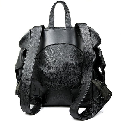 CHROME HEARTS Large Cross Leather Silver 925 Backpack Black