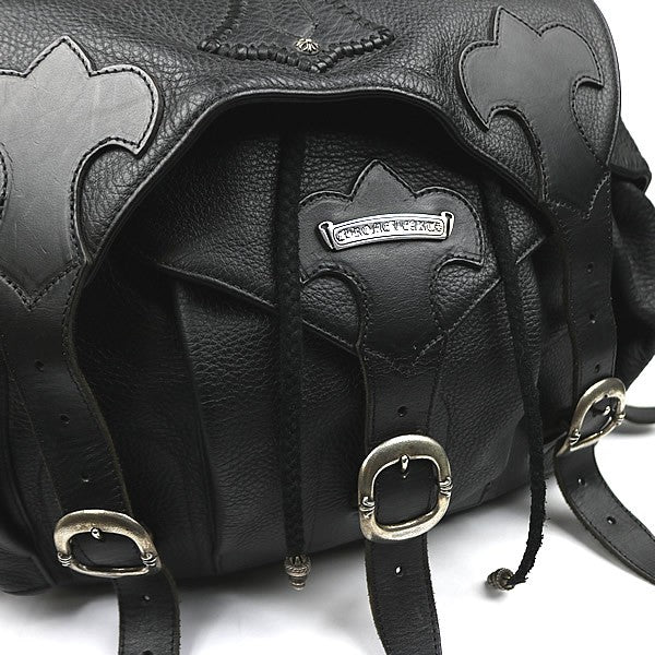 CHROME HEARTS Large Cross Leather Silver 925 Backpack Black