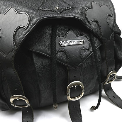 CHROME HEARTS Large Cross Leather Silver 925 Backpack Black