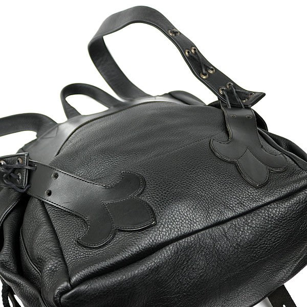 CHROME HEARTS Large Cross Leather Silver 925 Backpack Black