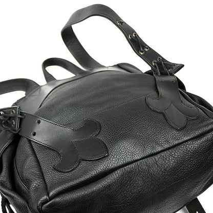 CHROME HEARTS Large Cross Leather Silver 925 Backpack Black