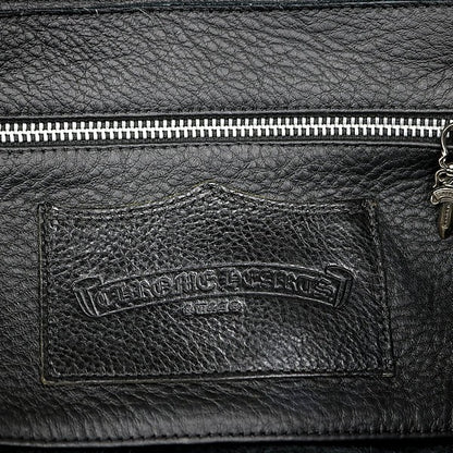 CHROME HEARTS Large Cross Leather Silver 925 Backpack Black