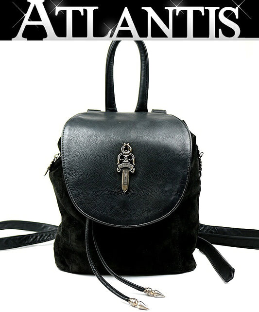CHROME HEARTS Iggy Dagger Suede Leather Backpack Black