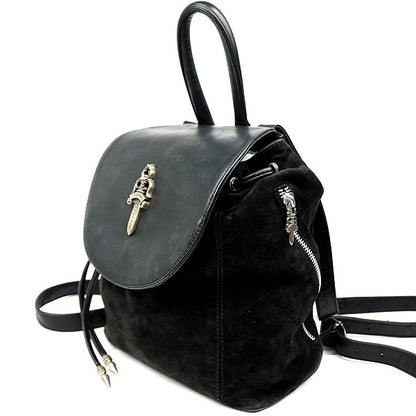 CHROME HEARTS Iggy Dagger Suede Leather Backpack Black