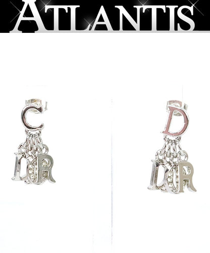 Christian Dior Logo Earrings Silver