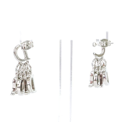 Christian Dior Logo Earrings Silver